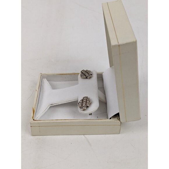 Sterling Silver 925 Harley Davidson Stud Post Earrings Cubic Zirconia - Picture 12 of 16